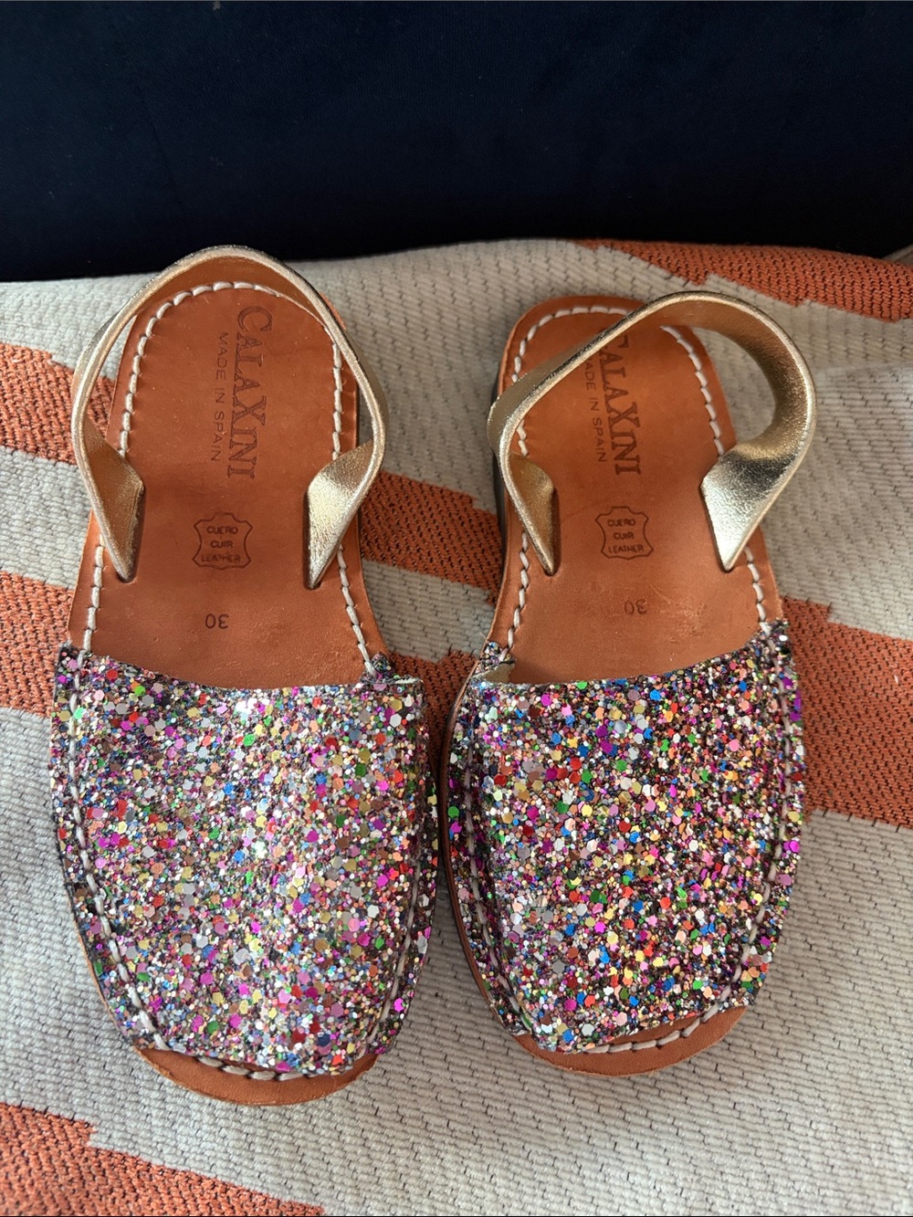 Calaxini Kids Multi-Color Glitter Sandals with Gold